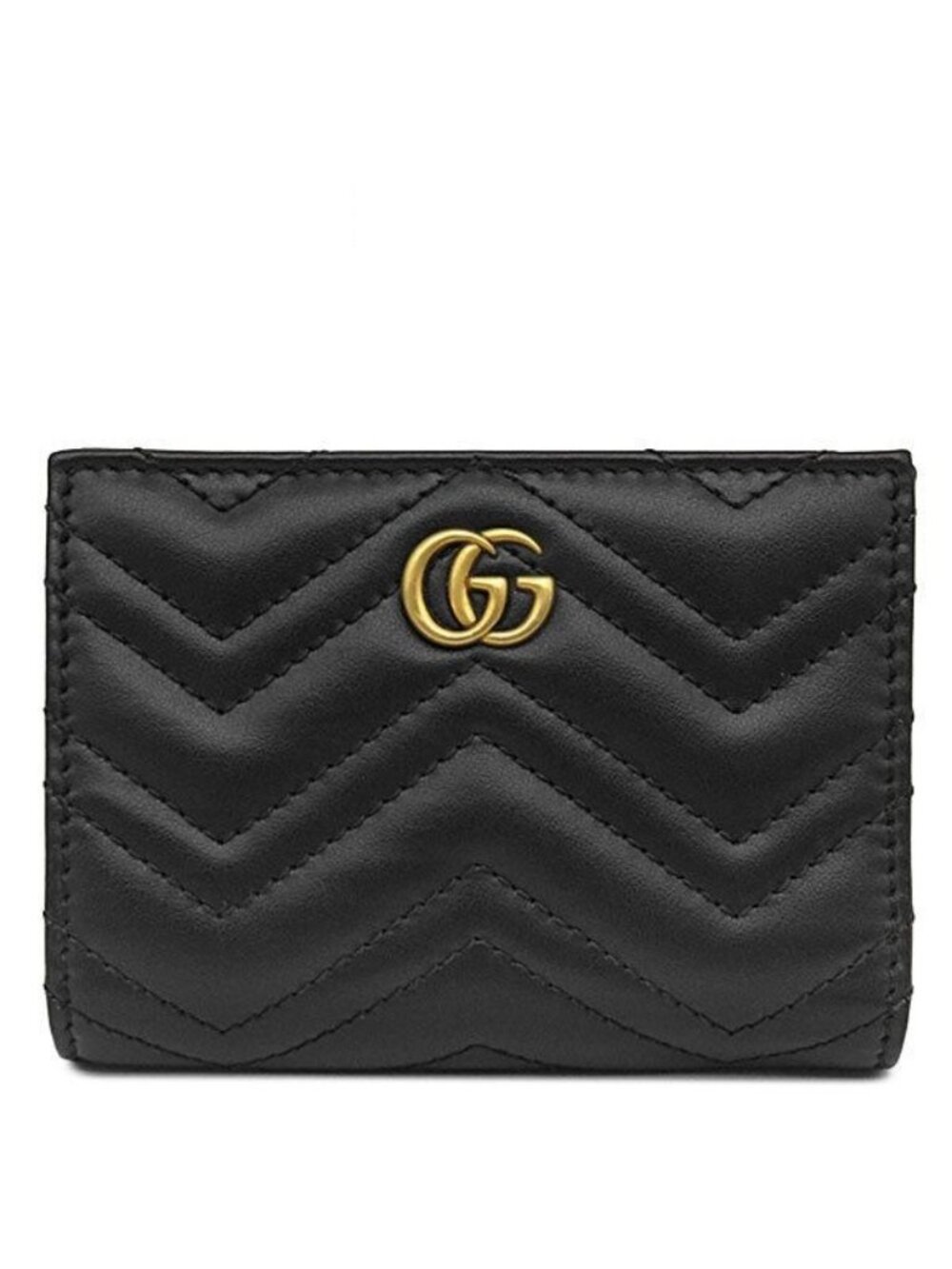 Gucci Bifold Wallet GG Marmont Compact Leather Black Vintage Quilted Coin Purse